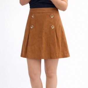 Elegant Brown Buttoned Women's Skirt